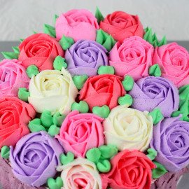 Colourful Flowers Chocolate Cake