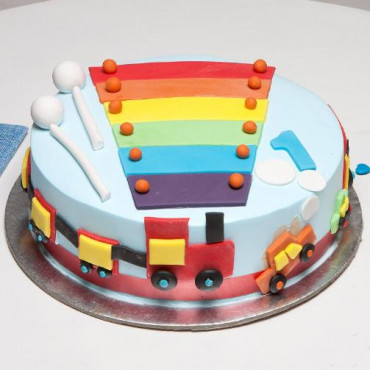 Cool Train First Birthday Cake