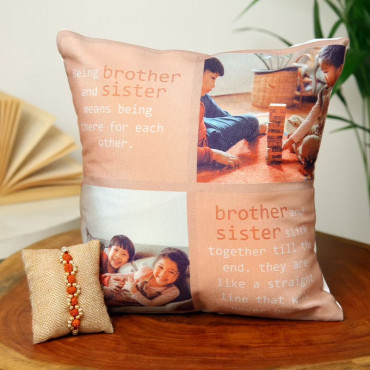 Customised Cushion Rakhi Combo