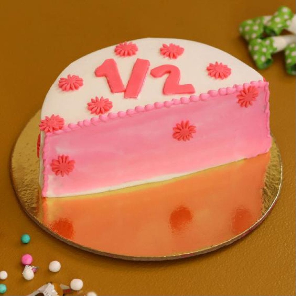 Cute Flowery Half Cake
