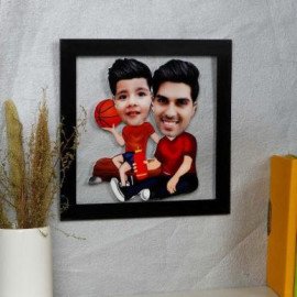 Dad And Son Personalized Caricature Photo Frame