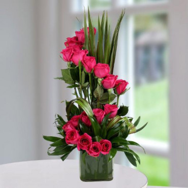 Dark Pink Roses Arrangement