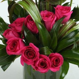 Dark Pink Roses Arrangement