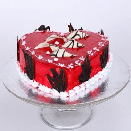 Decorated Red Heart Cake