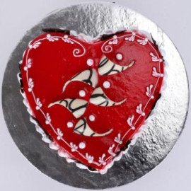Decorated Red Heart Cake