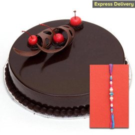 Delectable cake with Rakhi