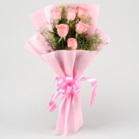 Delicate Love Pink Roses Bunch