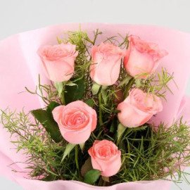 Delicate Love Pink Roses Bunch