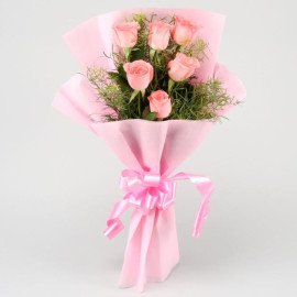 Delicate Love Pink Roses Bunch