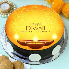 Diwali Diya Chocolate Photo Cake