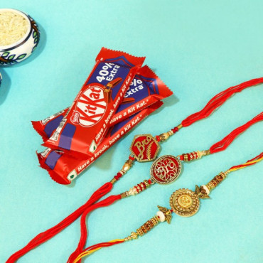 Drizzling Designer Rakhi with Kitkats