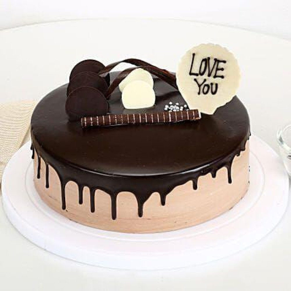 Eggless Love You Valentine Chocolate Cake Half Kg