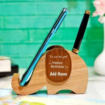 Elephant Shaped Birthday Personalized Mobile and Pen Holder