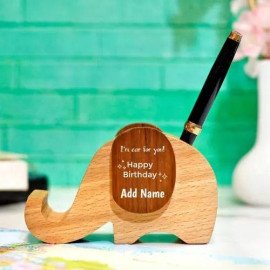 Elephant Shaped Birthday Personalized Mobile and Pen Holder
