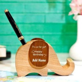 Elephant Shaped Birthday Personalized Mobile and Pen Holder