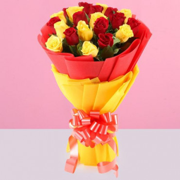 Enchanting Red Yellow Roses Bouquet
