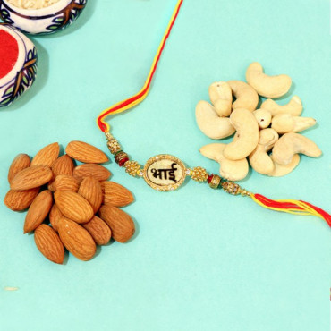 Enticing Gold Rakhi with Nuts