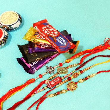 Entrancing Rakhi Set N Dairy Milk