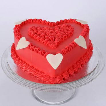 Floral Red Heart Cake