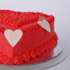 Floral Red Heart Cake
