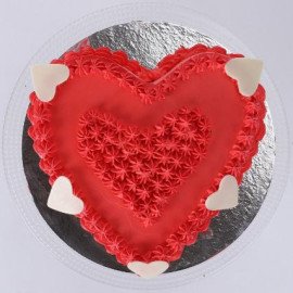 Floral Red Heart Cake