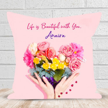 Floral Heart Personalised Cushion