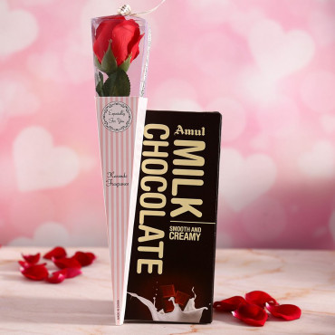 Amul Milk  Chocolate Bar with Red Rose