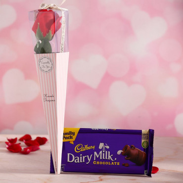 Cadbury Dairy Milk chocolate Bar with Red Rose