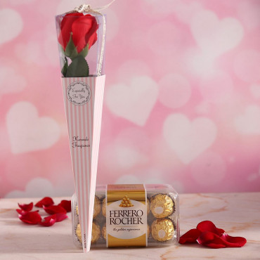 Ferrero Rocher Chocolate  with Red Rose