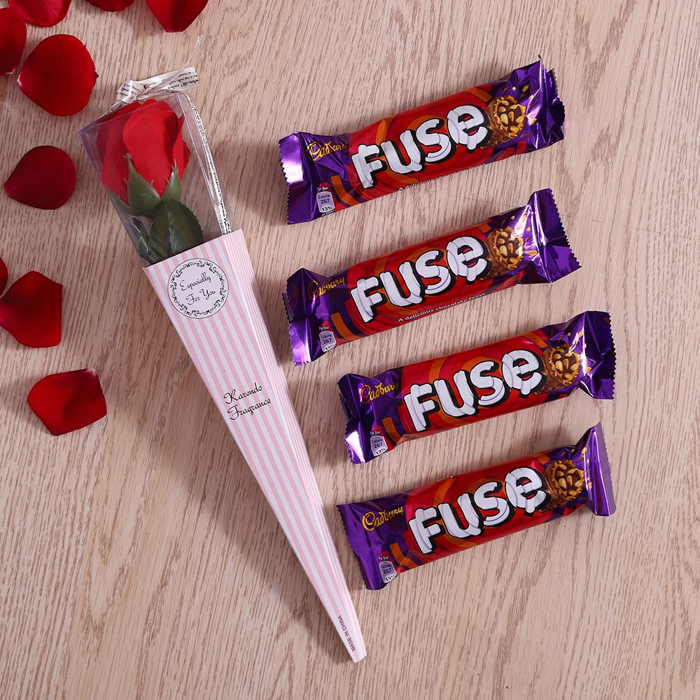 Cadbury Fuse chocolate Bar set of 4 with Red Rose