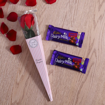 Cadbury Fruit N nut chocolate Bar Set of 2 with Red Rose