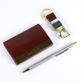 Engrave Pen and card and Metal Key Chain set