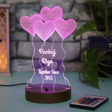 Personalised Hearts led lamp