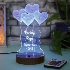 Personalised Hearts led lamp