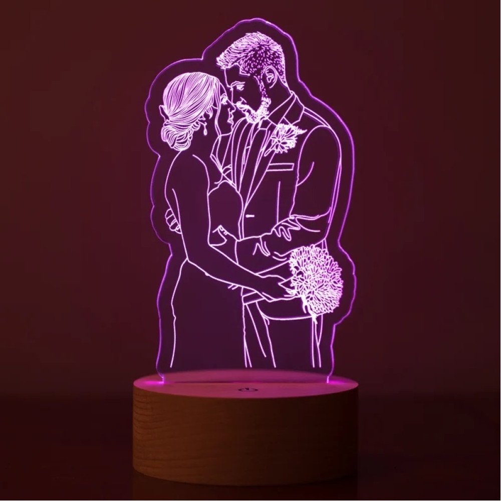 Personalized 3D Picture Lamp, Line Art Drawing