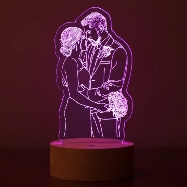 Personalized 3D Picture Lamp, Line Art Drawing