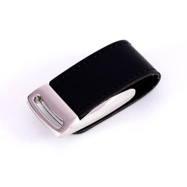 Engrave Metallic pen drive with Black leather cover