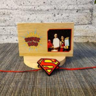 Super Man Rakhi for Super Bro with personalised Plaque