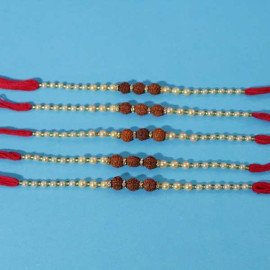 set of 5 rudraksha rakhi