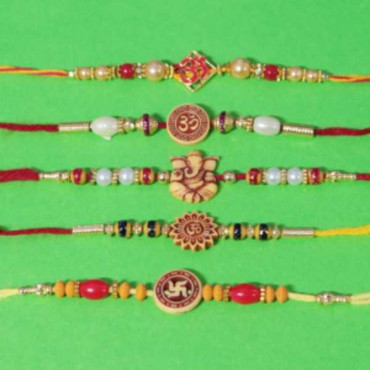 Set of 5 OM Ganesh Rakhi