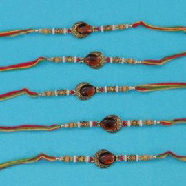 Set of 5 Beads Stone Rakhi