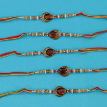 Set of 5 Beads Stone Rakhi