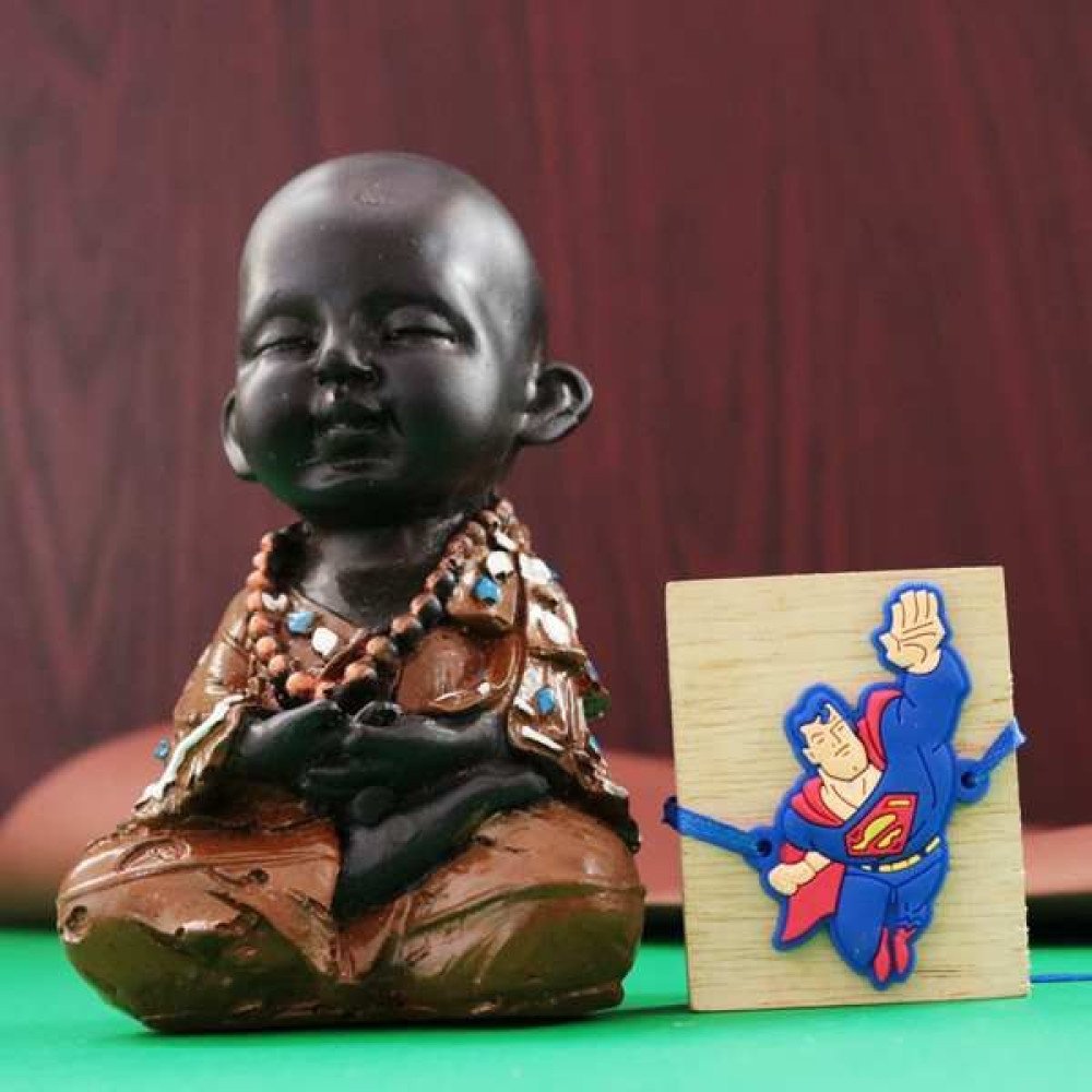 Super Man Cartoon Rakhi With Small Buddha