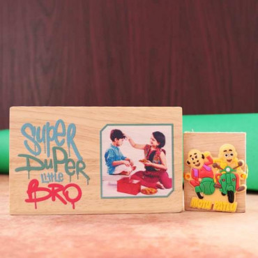 Motu Patlu Cartoon Rakhi With Super-Duper Bro Plaque