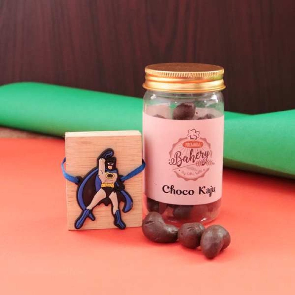 Batman Cartoon Rakhi With Choco Cashew