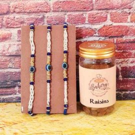 Set of 3 Evil Eye Rakhi With Raisins