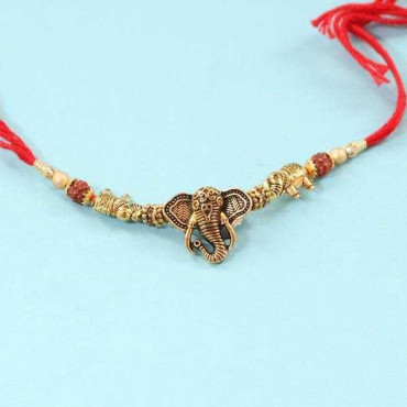 Lord Ganesha Rakhi Quilling Rudraksha