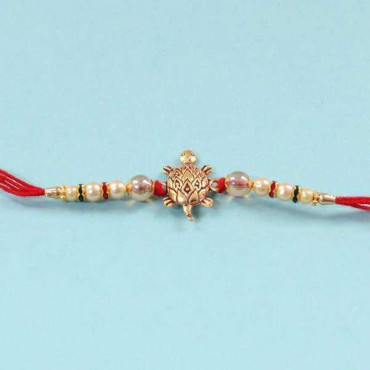 Tortoise Rakhi Tied With Pearl Threads