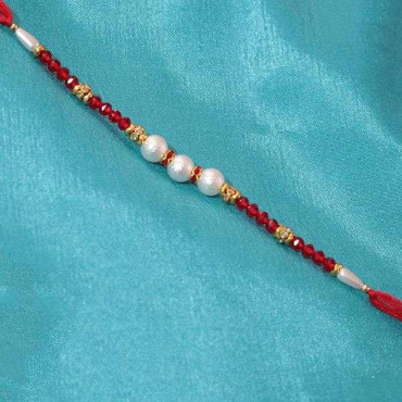 Maroon and Golden Pearl Rakhi