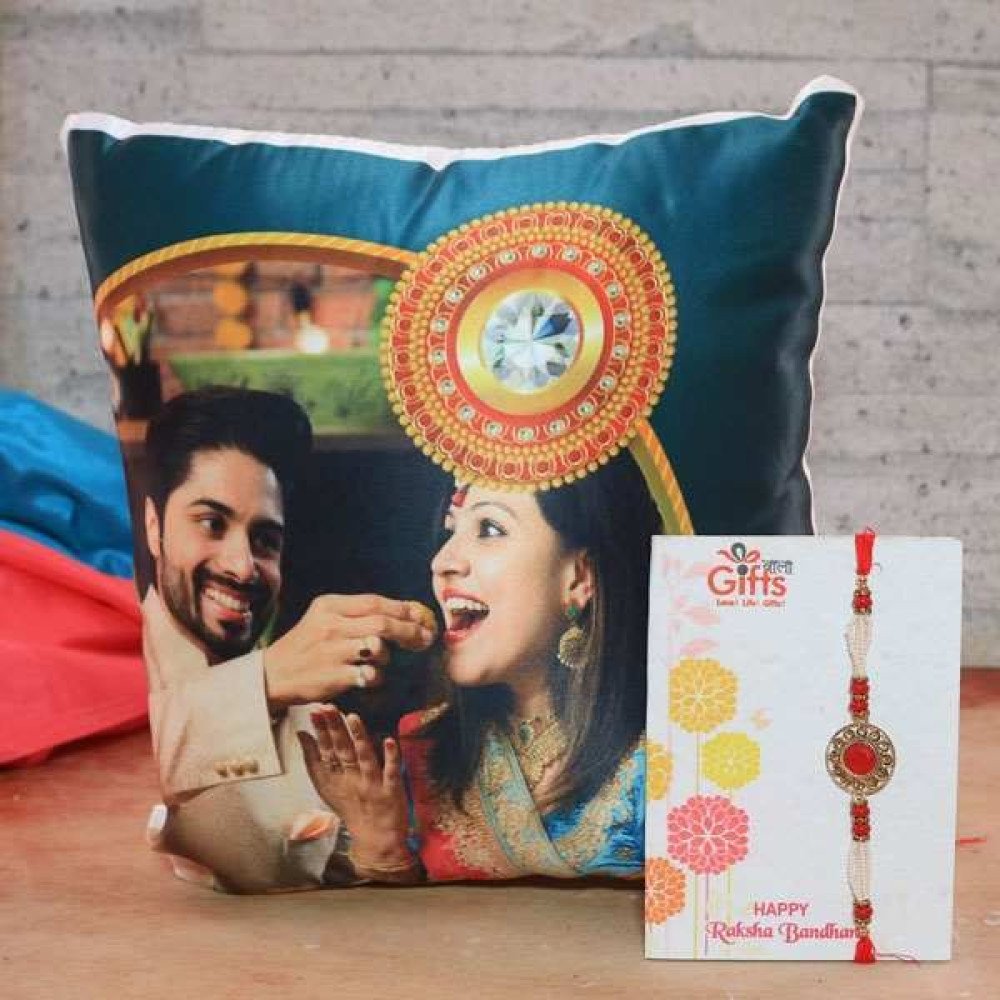 Rakhi With Personalised Cushion